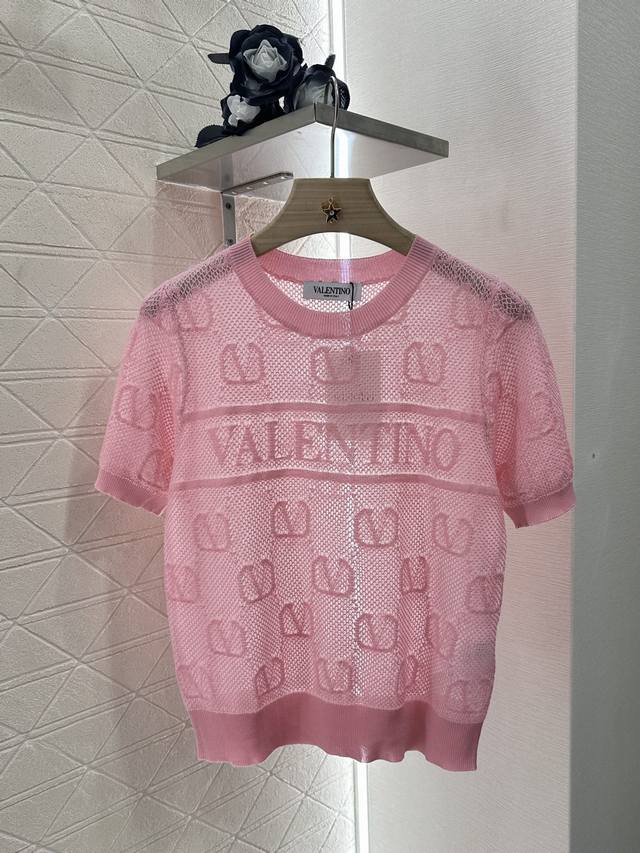 valentin*2025 New Arrivals Slightly Transparent Jacquard Knitted Short Sleeve