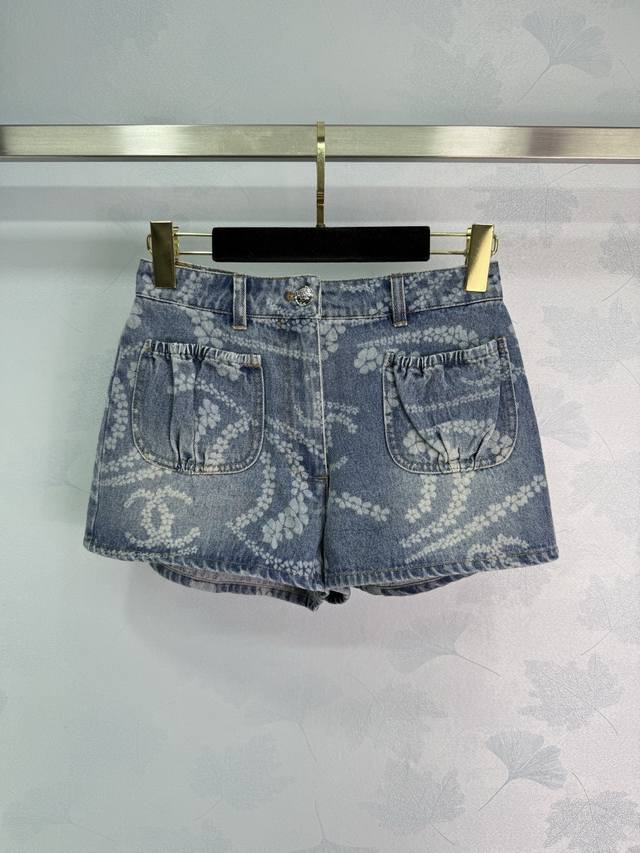 chane*2025 New Arrivals Laser Denim Shirt And Shorts Set Customized Yb Twill