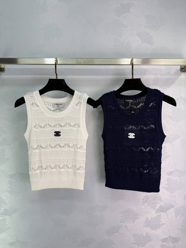 chane*25 New Summer Knitted Vest Exquisite Hollow Weaving Craftsmanship Bring