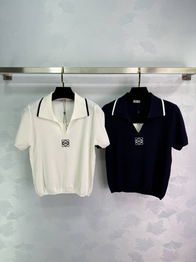 loew*2025 Spring And Summer Latest Series Embroidered Logo Knitted Lapel Shor