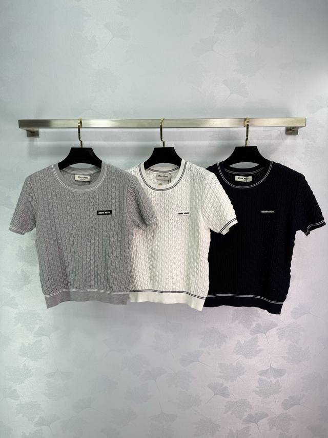 miumi* Delicate Texture, Soft And Comfortable Knitted Short Sleeves Add A Fas