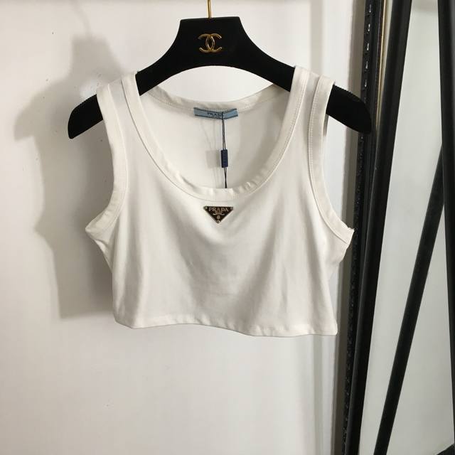 Style No. 0943 Prad* New Chest Logo Triangle Logo Decoration Short Navel-Baring