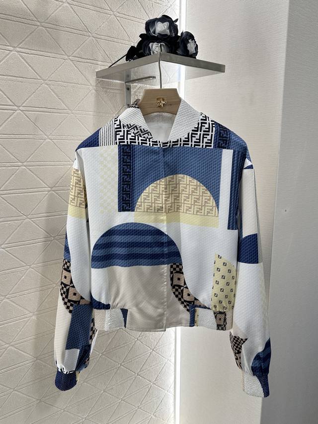 fend*2025 New Arrivals Jacquard Contrast Color Flight Jacket Customized Yb Im