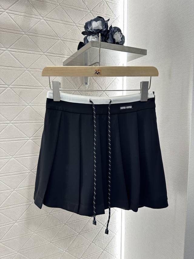 miumi*2025 New Arrivals Drawstring Pleated Short Skirt Customized Yb Imported
