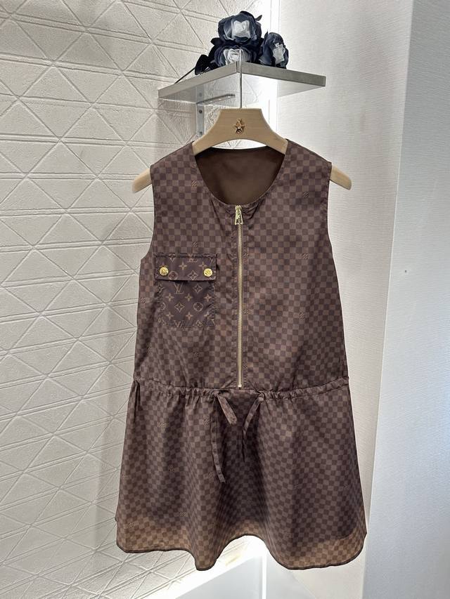 louis Vuitto*2025 New Arrivals Printed Zipper Vest Dress Custom Yb Imported T