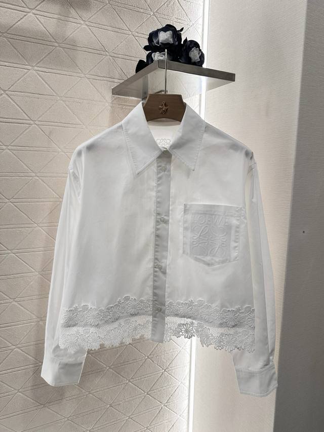 loew*2025 New Arrival Hollow Embroidery Short Shirt Customized Yb Twill Cotto