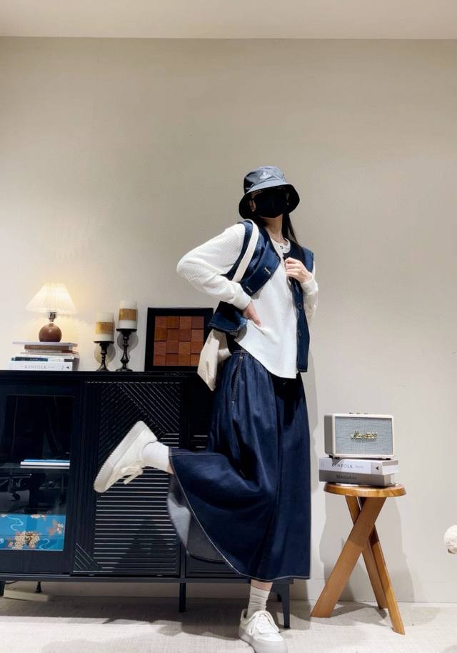 New 25 Spring And Summer New Japanese Eco-Friendly Washed Lightweight Denim Skir