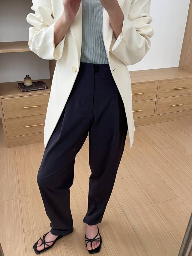 Functional Fabric Full Piece Glued Elastic Waist Casual Pants Size Sml