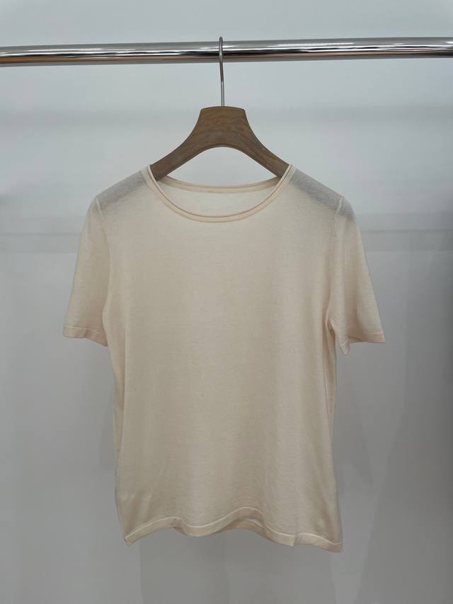 Details New 25 Spring And Summer Minimalist Row Silk Wool Skin-Friendly Short Sl