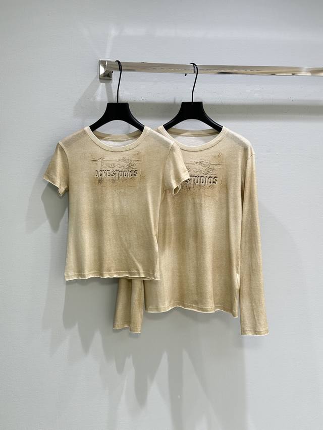 25Ss Summer New Arrival Round Neck Distressed Washed Short Sleeve T-Shirt Wit