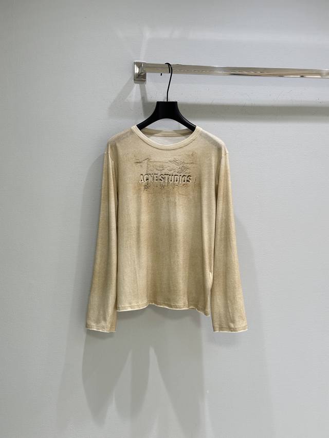 25Ss Summer New Round Neck Old Washed Long Sleeve T-Shirt With Printed Design