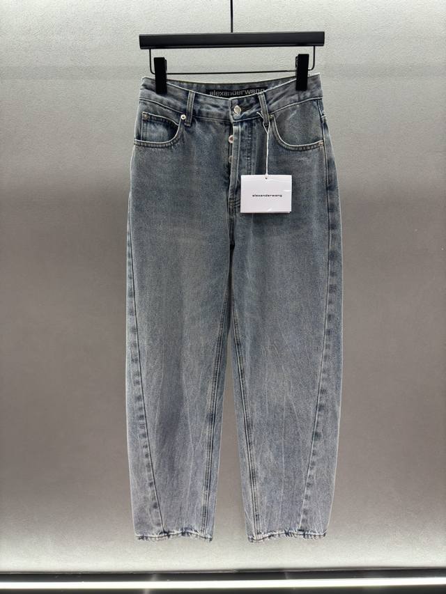 spring And Summer Alexander Wan* Denim Trousers With Rhinestone Letters On Th