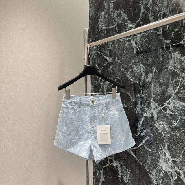 Shorts Xiaoxiang 2025 Summer New Light-Colored Jacquard Full-Print Denim ShortsS