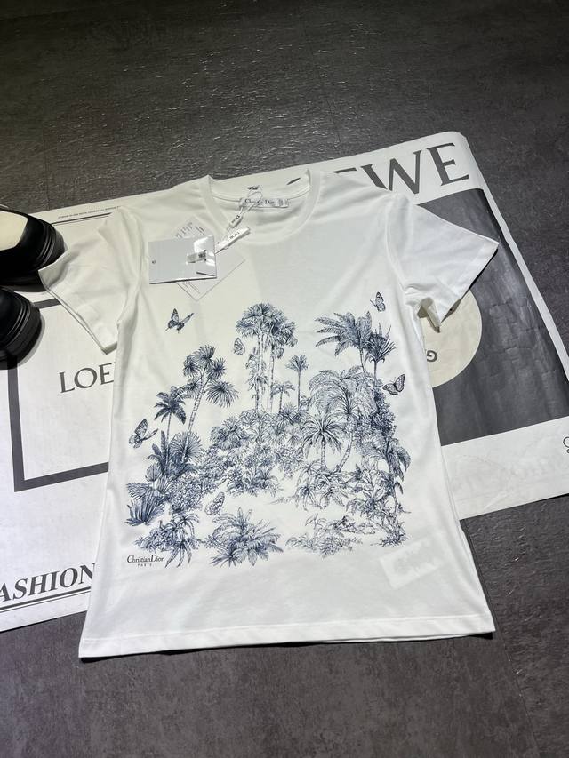 pp Dio* 25Ss Spring And Summer New Floral Print Round Neck Short-Sleeved T-Sh