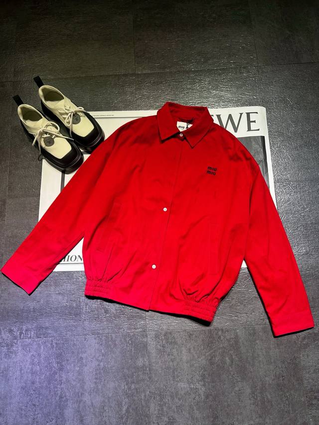 miu M**Miu Miu Women's Poplin Bomber Jacket Shipped Super Positive Color Men