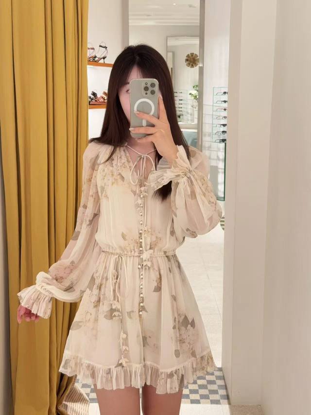 New Neckline Lace-Up Printed Jumpsuit Smlxl