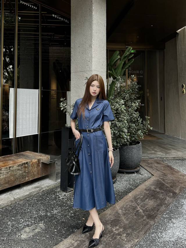 Original Pp......2025 Summer New Double Pocket Lapel Short-Sleeved Dress Customi
