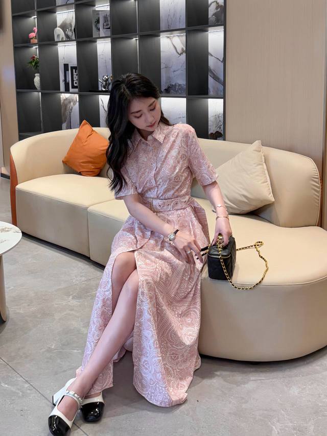 Original Dd......2025 Summer New Fashion Butterfly Print Belt Dress Customized Y