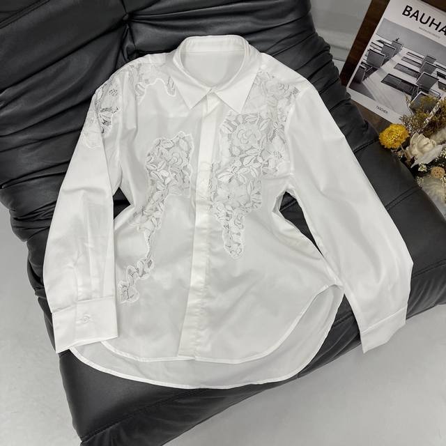 25Ss New Style Shirt Lace Embroidery Crafts The Classic White Shirt Is Integr
