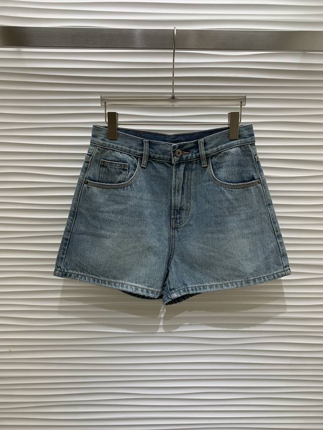 Original Bc 2025 New Summer Fashion Denim Shorts Back Pocket Leather Tag Letter