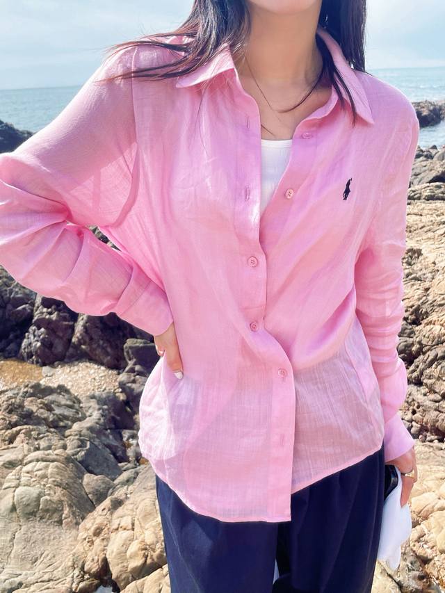 Original Rl 2025 Summer New Two-Wear Irregular Shirt Uses 100% Imported Ramie. A