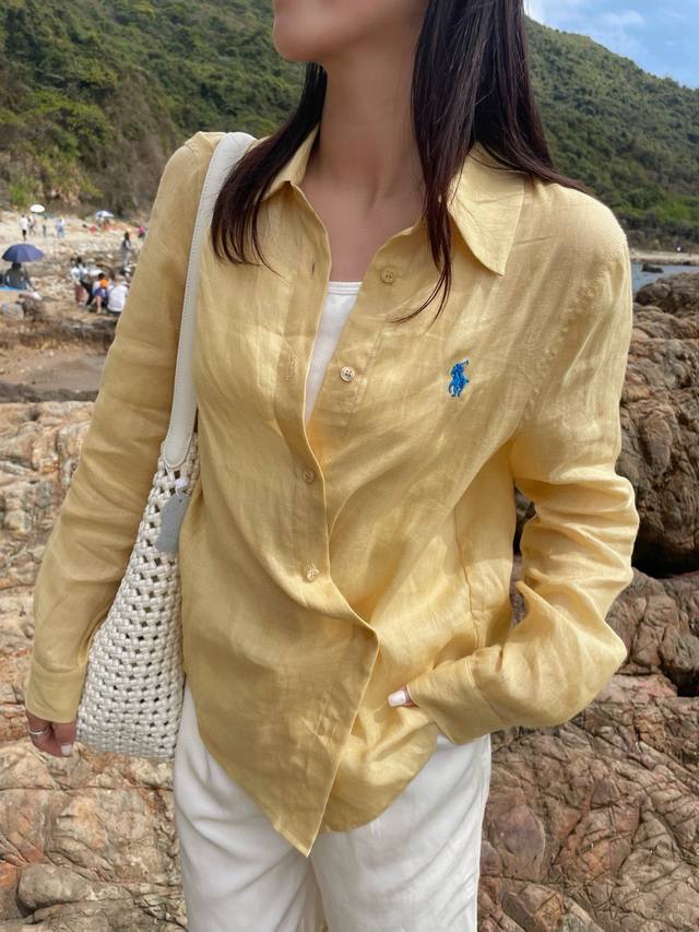 Original Rl 2025 Summer New Two-Wear Irregular Shirt Uses 100% Imported Ramie. A