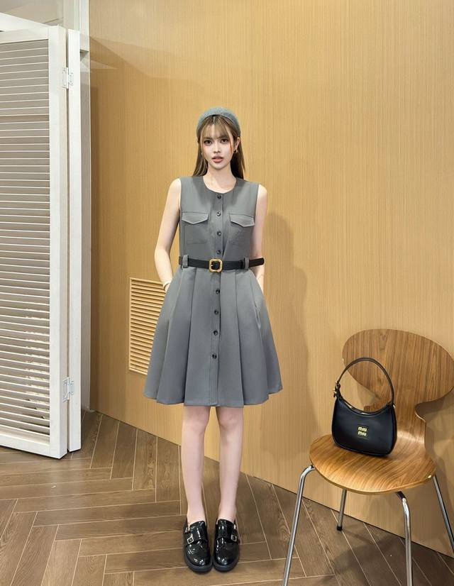 Original Mm 2025 New Summer Fashion Belt Pleated Vest Skirt Customized Yb Import