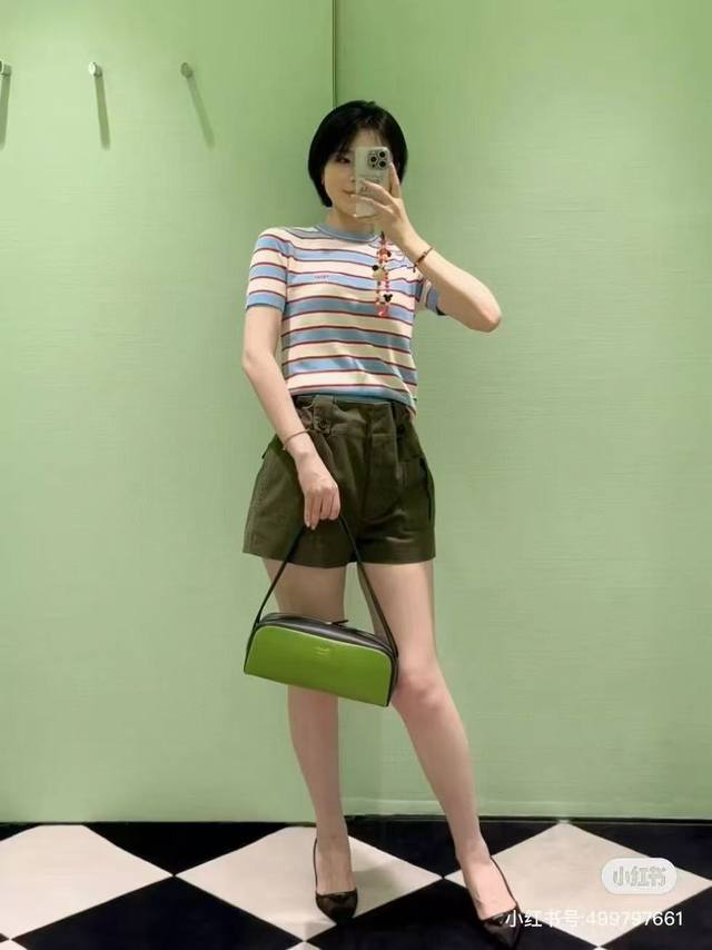 Original Pp......2025 New Summer Fashion Striped Tencel Knitted Short-Sleeved To