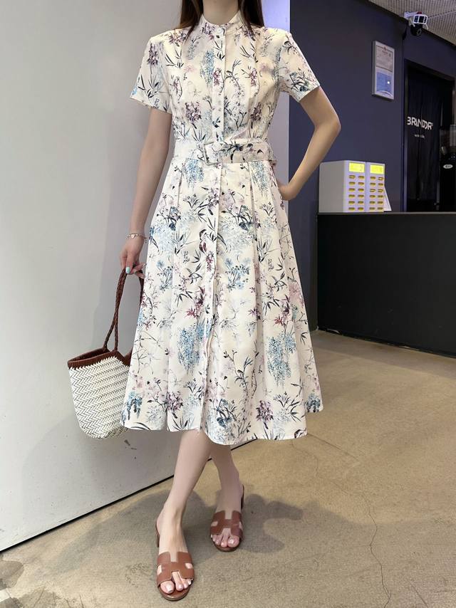 Original Dd........2025 Summer New Fashion Printed Belt Dress Customized Yb Impo