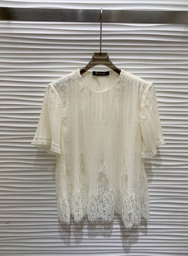 Original Lp 2025 New Summer Fashion Pleated Tops Lace Stitching Positioning Holl