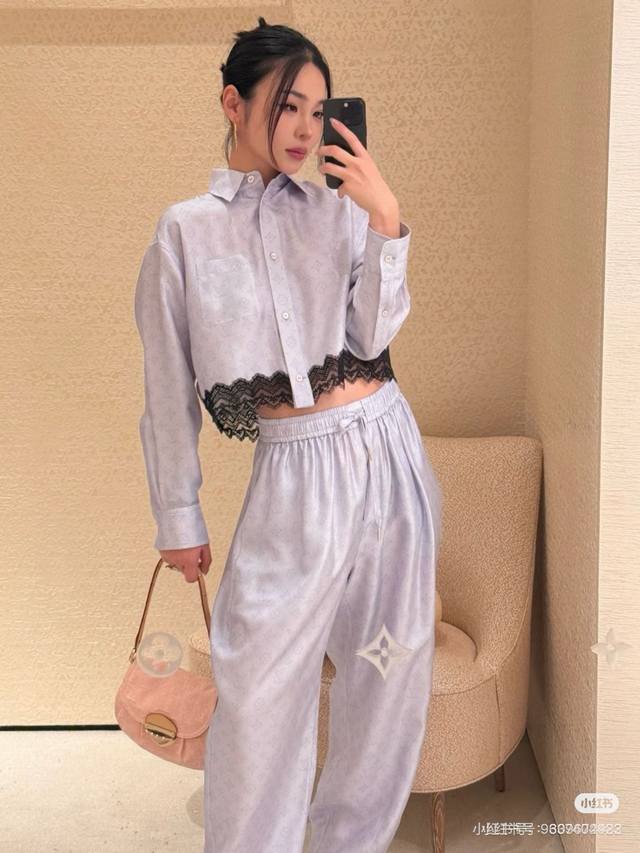Original Ll......2025 Spring And Summer New Fashion Lace Printed Shirt Trousers