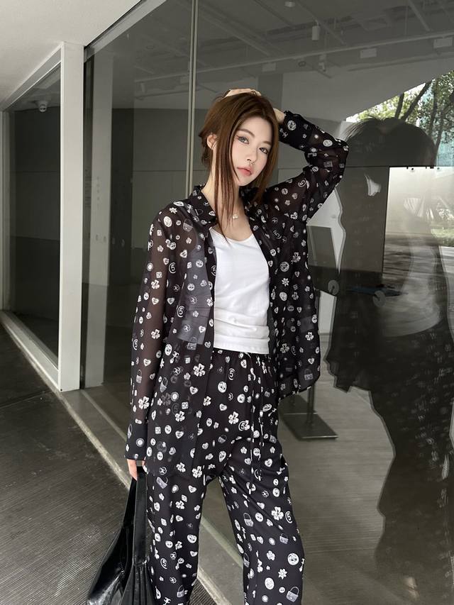 Original Cha.....2025 Summer New Fashion Print Lapel Shirt Custom Imported Silk