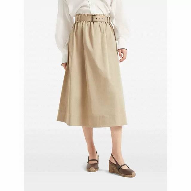 Original Bc 2025 Summer New Fashion Belt Pleated Skirt Custom Yb Imported Tencel
