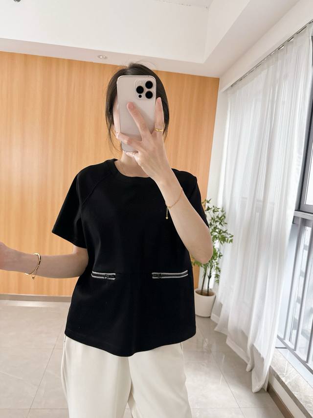 Original Bc.......2025 Summer New Fashion Beaded Short Sleeve Top Classic Bead C