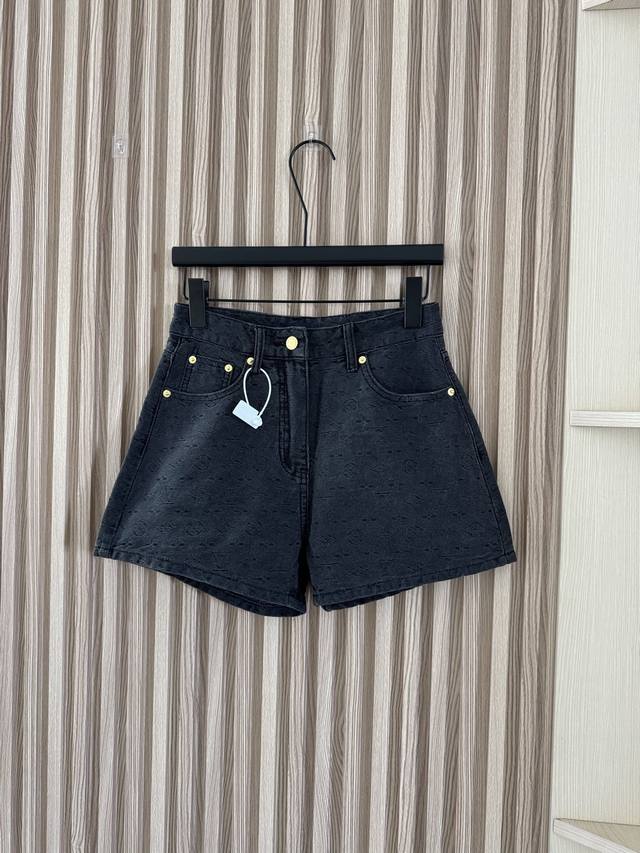 A Must-Have For Everyone. Classic Denim Shorts With Monogram Pattern. Very Refre