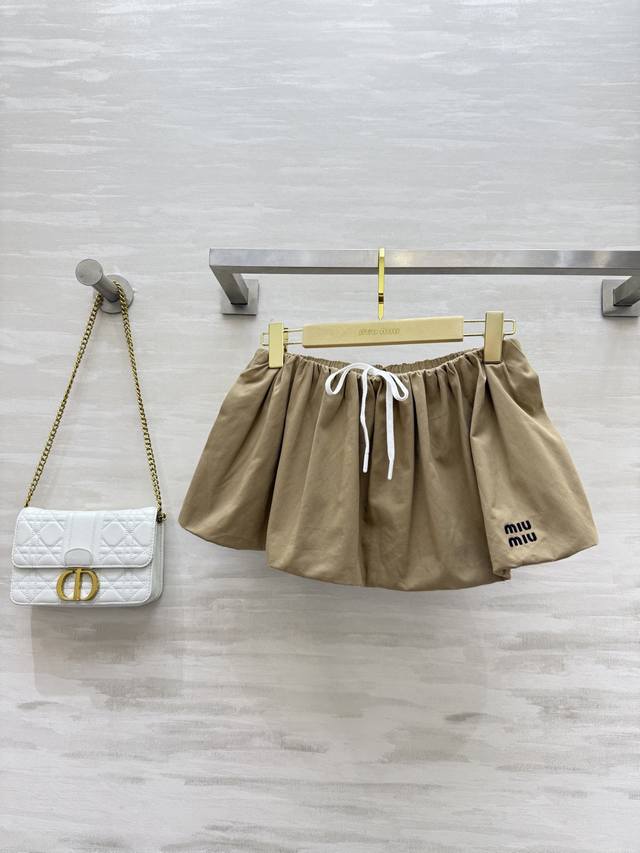 miumi2Ss Khaki Drawstring Skirt High Quality Custom Stock First Release Size