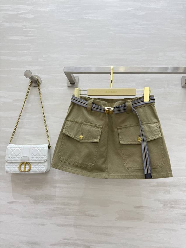 miumi2Ss Workwear Pocket Belt Skirt High Quality Custom Spot First Release Si