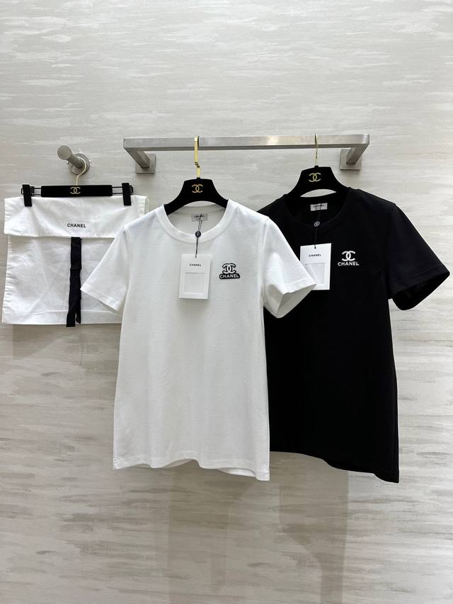 chane2 Spring And Summer New Tencel Acetate Logo Embroidered T-Shirt Custom F