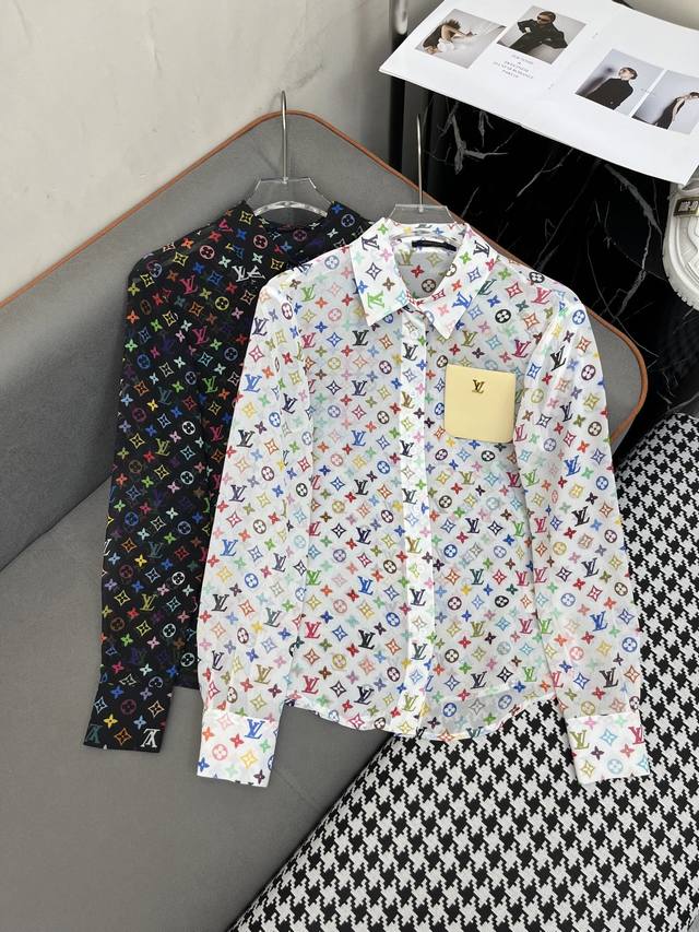 louis Vuitto* 25Ss New Long-Sleeved Shirt Colorful Old Flower Pattern Printed