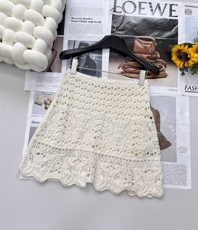 dior2025Ss Hand-Crocheted Hollow Short-Sleeved Short Skirt Suit Customized Yb