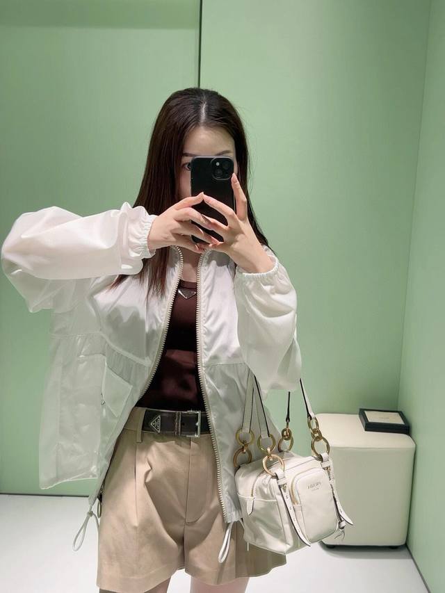 prad* 25Ss Spring And Summer New Capsule Series Recycled Nylon Zipper Jacket