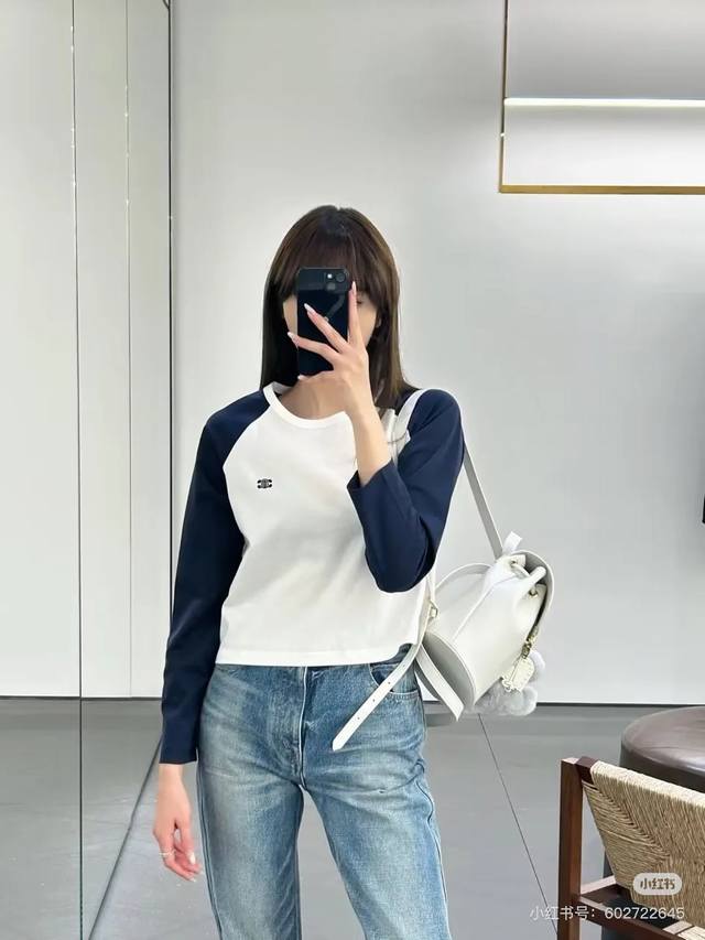 celin* 25Ss Early Spring New Slimming Artifact Raglan Sleeve Long-Sleeved T-S