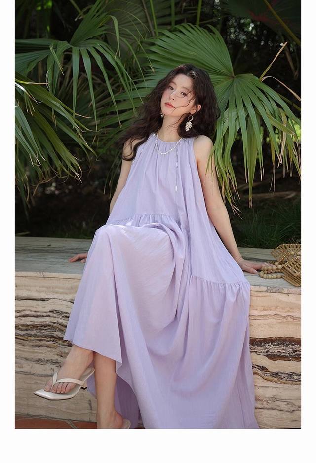 Dress Lazy Atmosphere Round Neck Sleeveless Dress Elegant And Relaxed Holiday St