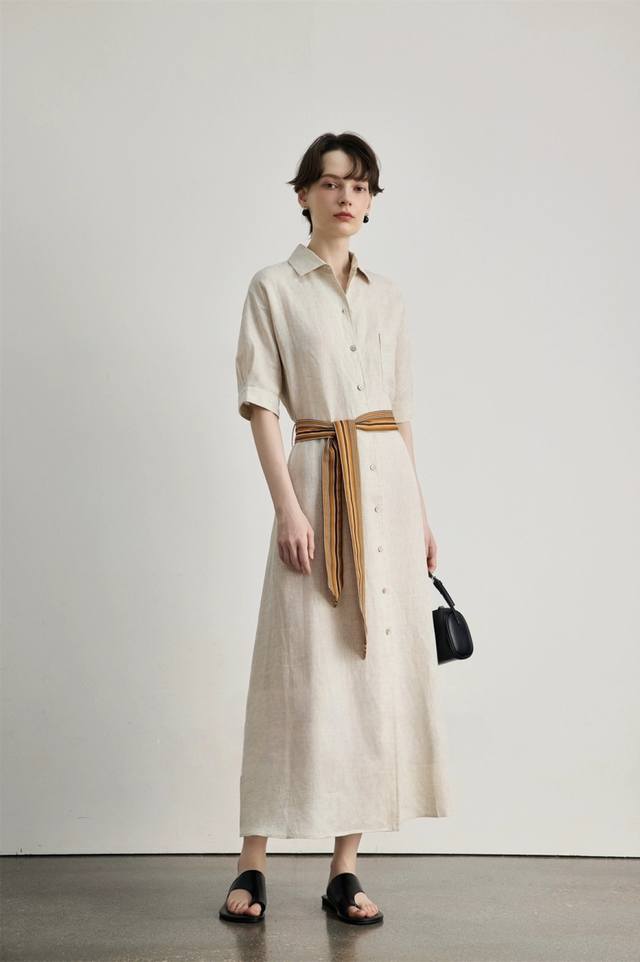 Dress Series Hot Style Plus Original Linen Color 100% Fermentation Washed Pure L