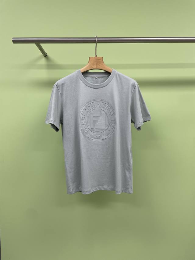 fendi2025 Spring And Summer New Indigo Embossed Letters T-Shirt Fashion New F