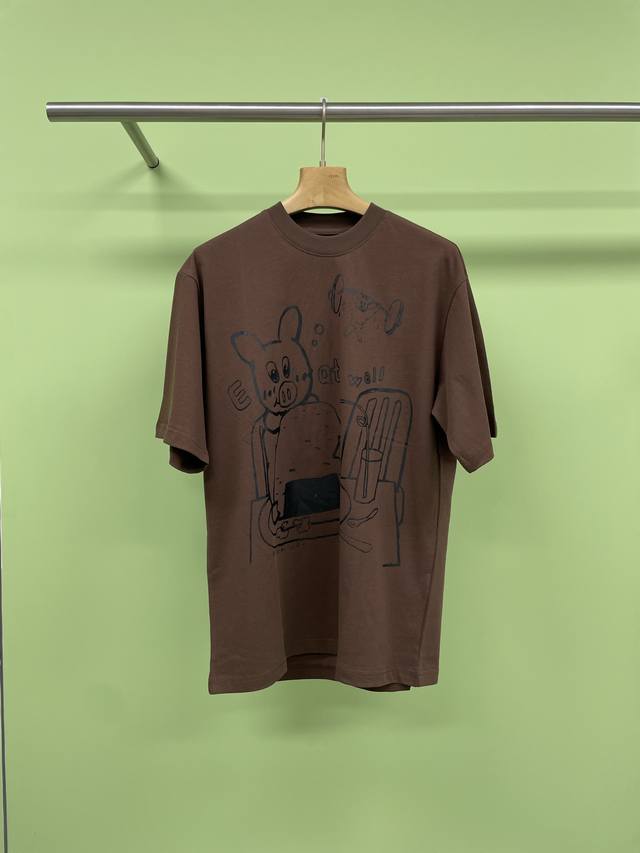 cheeri Upi25 Summer Loose Casual Pig Eating Rice Ball Short Sleeve T-Shirt To