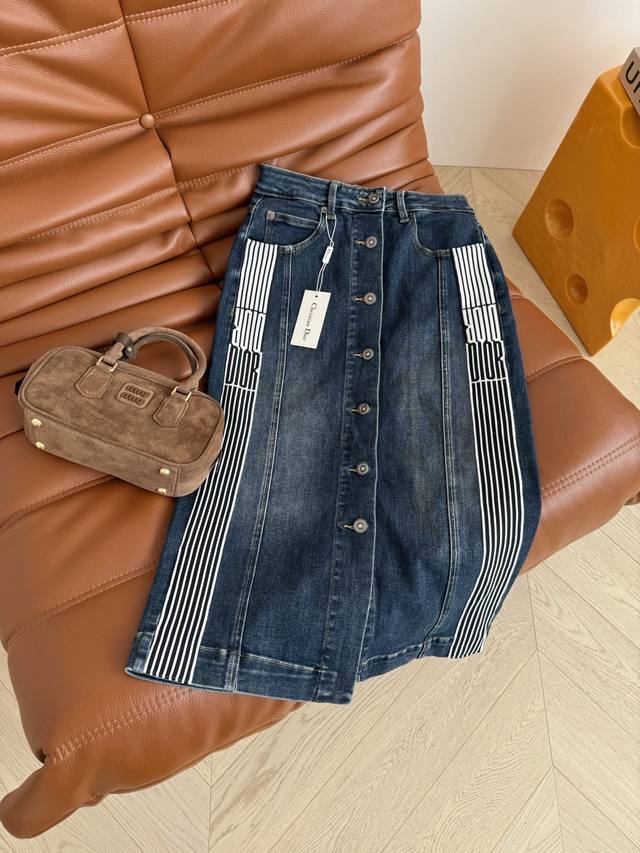 Universal Formula 25 New Double-Sided Webbing Stitching Denim Skirt High Waist O