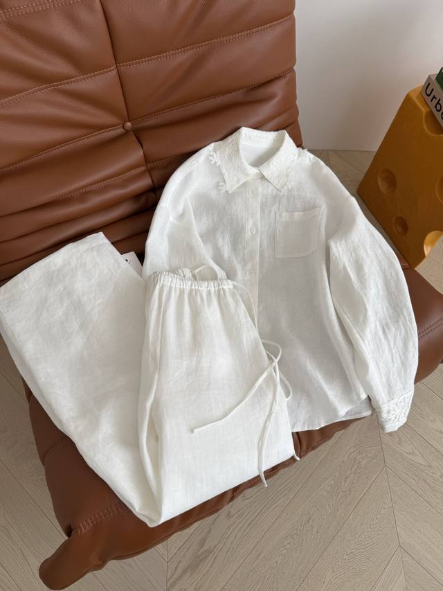 Old Money Style, High-End Commuting, Practical, 25 Lace Collar Design Linen Suit