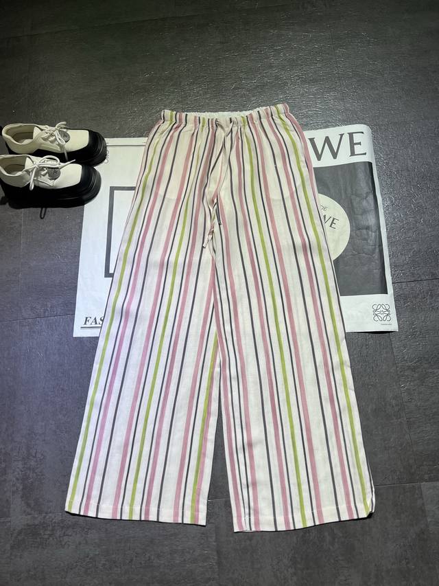 pp Selena's Linen Cotton Rainbow Striped Pants Are Shipped. The Fabric Is Sup
