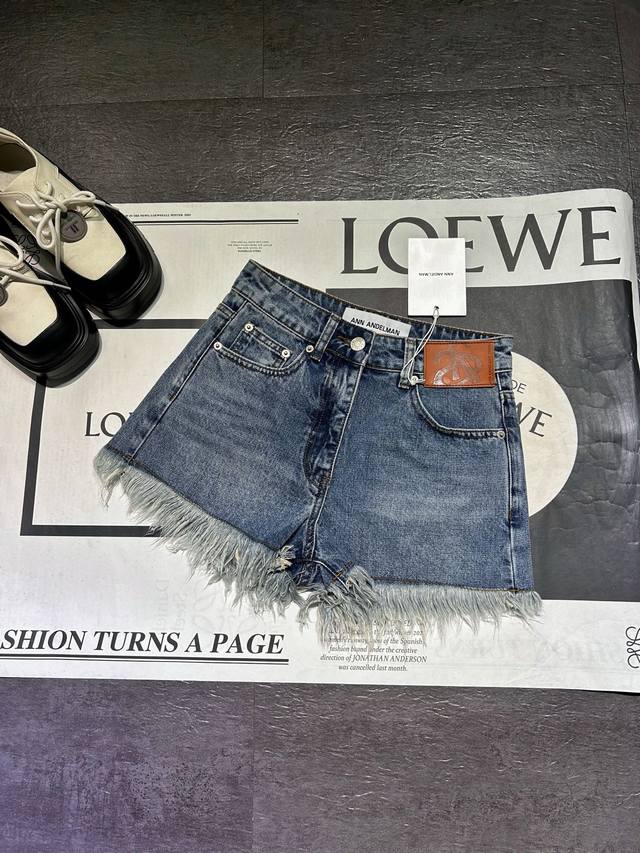 pp Ann Andelm** Raw Edge Denim Shorts Women 2025 Spring And Summer New Retro